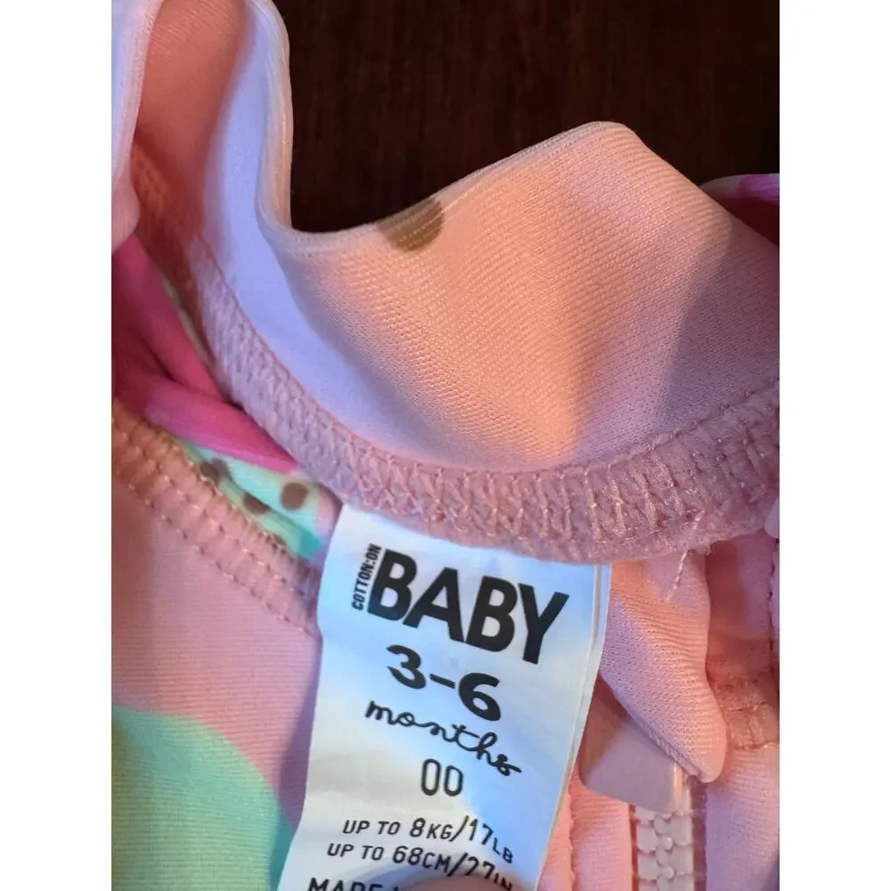 Cotton on baby girls one piece rash guard swimsuits (2) size 3-6 months